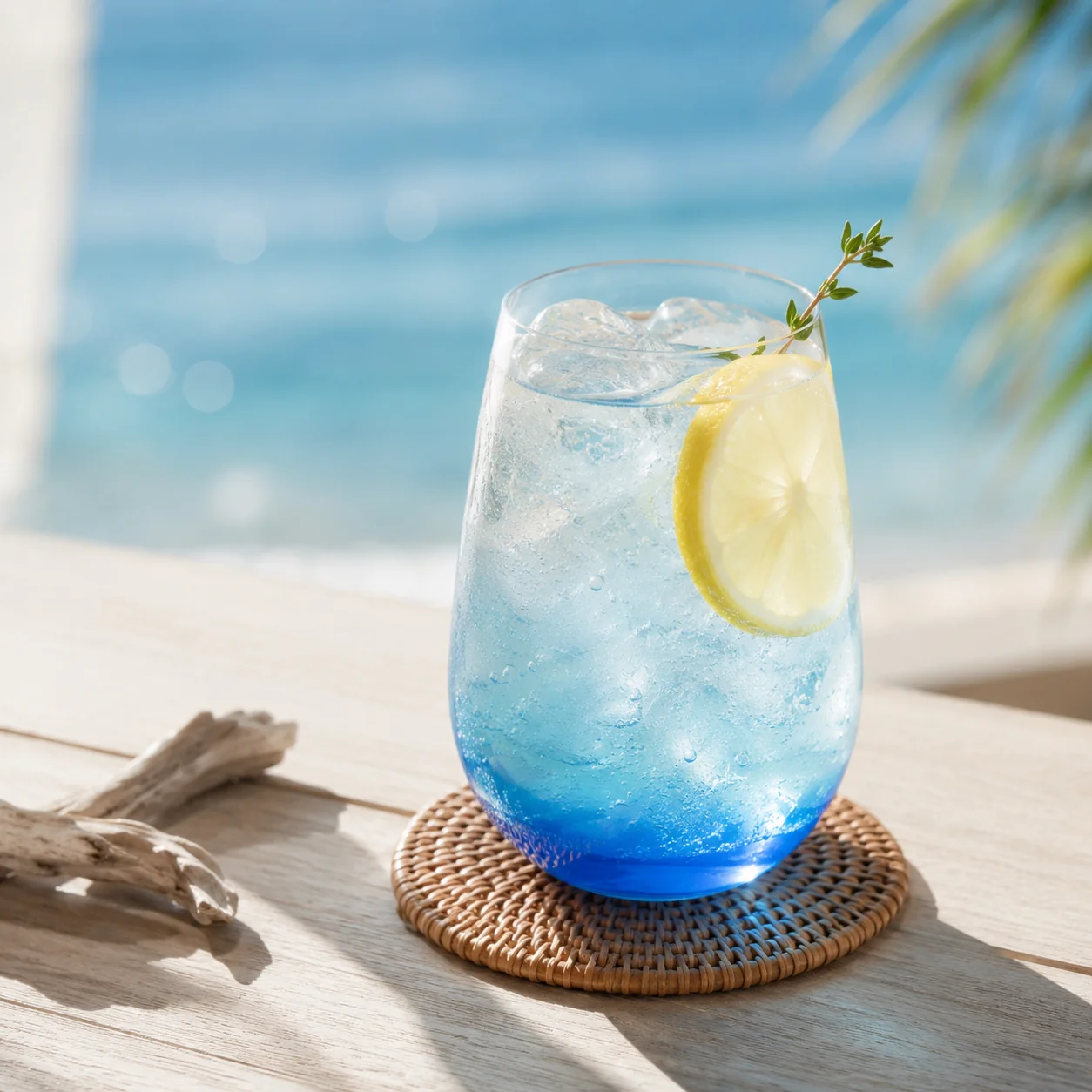 海をイメージした青く澄んだソーダドリンク（サンプル用イメージ）