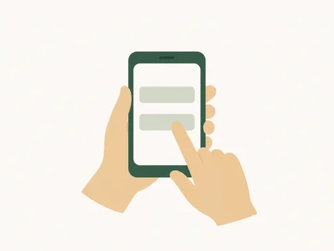 スマートフォンでお名前とメールを入力するイラスト