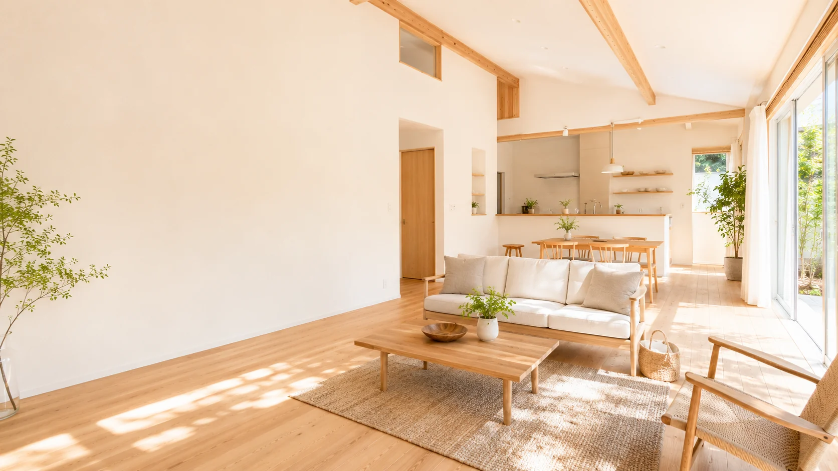 木のぬくもりを感じる明るい住まいのイメージ（架空サンプル）